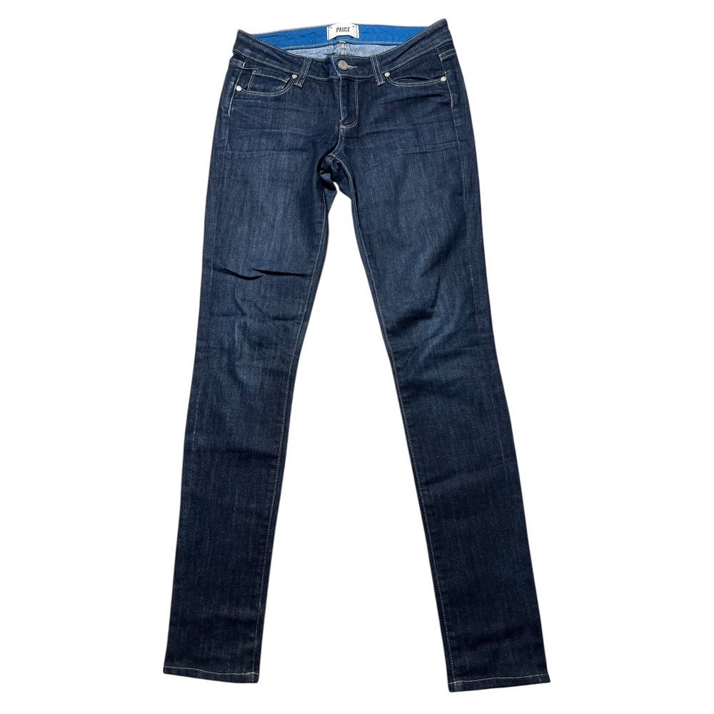 PAIGE Skyline Straight Leg Dark Wash Low Rise Jeans Size 26 Party Stretch EUC